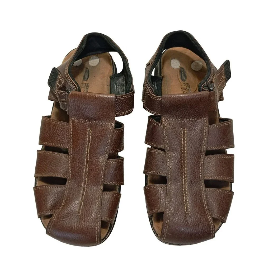 Dr. Scholls Mens Camden Brown Leather Sandals Open-Toe Comfort Fit Size 13M